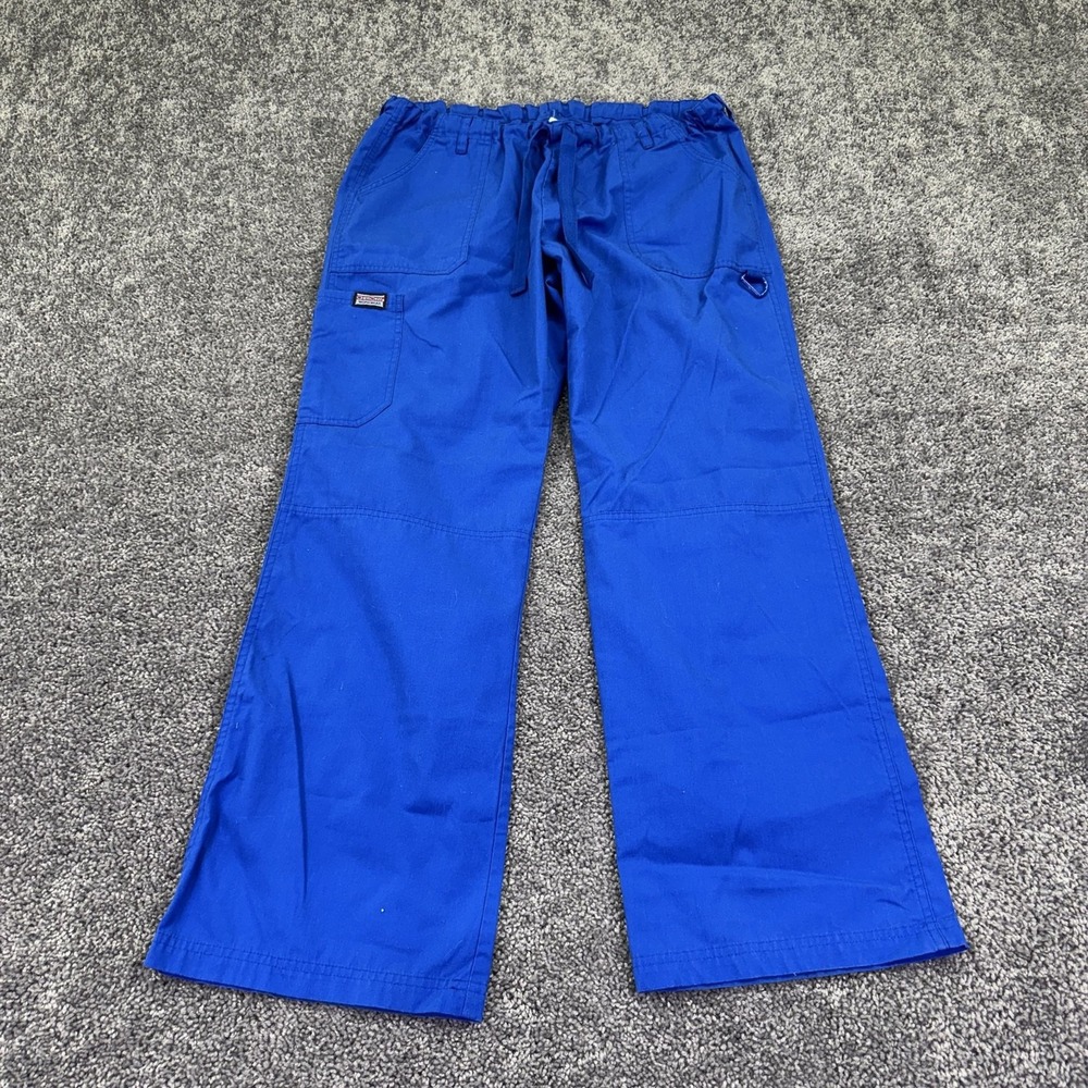 Cherokee Workwear Pants Mens L Blue Scrub Elastic Waist Drawstring Cargo Pockets